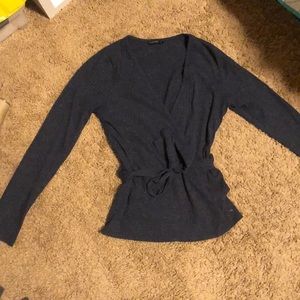 Navy Parisian tie long sleeve top